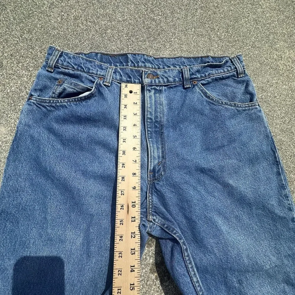 Vintage Orange Tab Levis 505 Jeans Mens 38x32 Straight Blue Denim Made In Canada